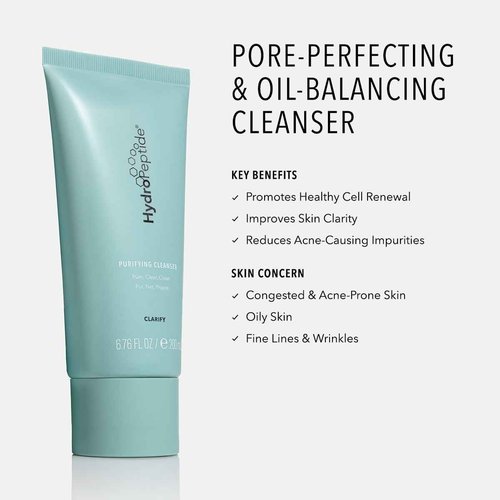 HydroPeptide Purifying Facial Cleanser, Pore-Perfecting Face Wash Absorbs & Balances Natural Oils, 6.76 Ounce