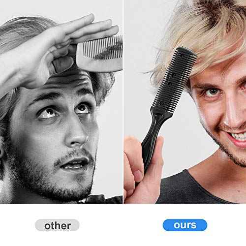 Boao 5 Pieces Dual-Sided Cutting Scissors, 20 Razors, and Thinning Comb with Double Edge for Precise Slim Haircuts (5 Colors)
