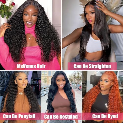 12A Deep Wave Bundles Human Hair 16 18 20 Inches 100% Unprocessed Indian Human Hair Bundles Wet and Wavy Raw Virgin Hair Curly Weave 3 Bundle Deal (Natural Color, 16 18 20 Inches)