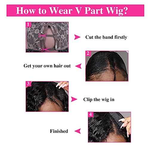 Curly Pixie Cut Wig Human Hair Wigs V Part Human Hair Wig No Leave Out Brazilian Human Hair Wig For Black Women Curly Bob Wig Upgrade U Part Wig NO Glueless 180% Density Natural Black 14 Inch