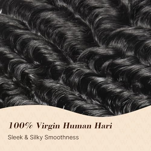 Wequeen 16A Deep Wave Human Hair Bundles 28 Inch 100% Unprocessed Brazilian Virgin Hair Quick Weave Bundles Human Hair Extensions Real Human Hair, Natural Black