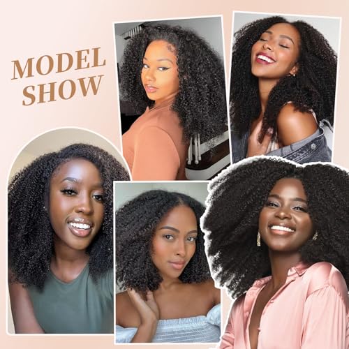 Afro Kinky Curly Clip Ins Human Hair 4C Hair Clip in Extensions Real Natural Human Hair for Black Women 8 pecs with 20 Clips 120g Natural Black Color 24 Inch