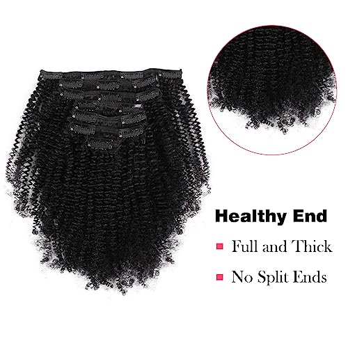 Sassina 4B 4C Human Hair Clip in Extensions Afro Coily Style Natural Color 4B 4C Double Weft Clip in Hair for African American Black Women Bantu Knotted or Twisted Out 4AC 18 Inch
