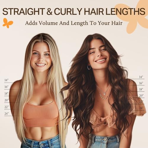 DOORES Wire Hair Extensions 20 Inch 110g Remy Human Wire Hair Extensions Invisible Transparent Line Adjustable Hairpieces Secret Extensions Straight Hair Balayage Dark Brown to Chestnut Brown