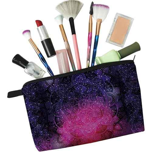 Starry Sky Cosmetic Bag for Women Cute Makeup Bag for Purse Travel Toiletry Zipper Pouch for Girls Gift for Sisters Galaxy Star Makeup Bag for Her