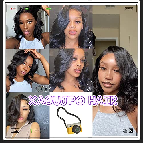 Xagujpo Wear and Go Glueless Wigs Human Hair Body Wave V Part Wigs for Black Women Upgrade U Part Human Hair Wig No Leave Out No Sew In Full Head Clip In Half Wig 180% Density Natural Color (14 inch)