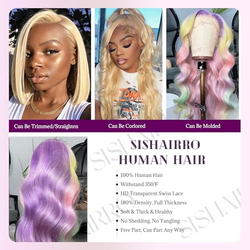 613 Blonde Lace Front Wig Human Hair 22 Inch Body Wave 13x6 HD Transparent Blonde Wigs Pre Plucked Glueless 180 Density