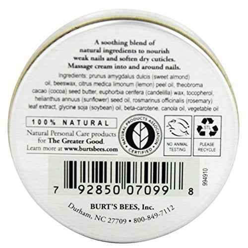 Burt's Bees Lemon Butter Cuticle Cream with Vitamin E, Nourishes Nails, Softens Dry Cuticles, 0.6 OZ (17g) - 4 Pack