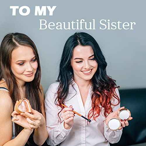 Sister Birthday Compact Mirror Gift Best Sister Gifts from Friend Sister Brother Classmate Makeup Mirror for Women Her Friendship Gift Wedding Valentines Day Graduation Thanksgiving Christmas
