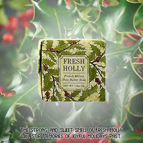 Christmas Soap Sampler- Set of 4 Scents- Mistletoe, Peppermint Frost, Winter Garden and Fresh Holly- Enriched with Shea Butter and Essential Oils- Ideal Basket Filler, Stocking Stuffer for Guests