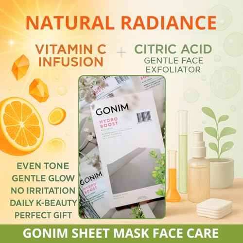 GONIM Face Mask Korean Skin Care with Hyaluronic Acid Serum & Collagen Activation, Face Masks Skincare with Vitamin C, Moisturizing Sheet Mask for All Skin,Korean Face Mask Travel Essentials 20 Sheets