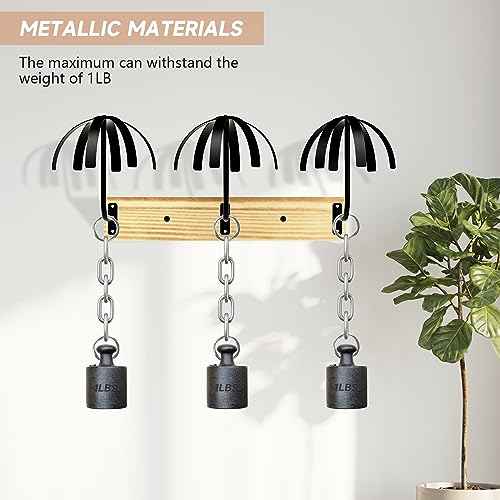Hanging Wig Stand for Multiple Wigs, 6 PCS Wall Mounted Wig Hanger Holder, Durable Wig Storage Organizer Rack for Display, Storage, Styling, Drying (Carbon Steel and Wood)