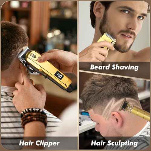 Hair Clippers for Men, Beard Trimmer and Electric Shaver Set, Professional Rechargeable Cordless Barber Hair Cutting Tools Grooming Kit