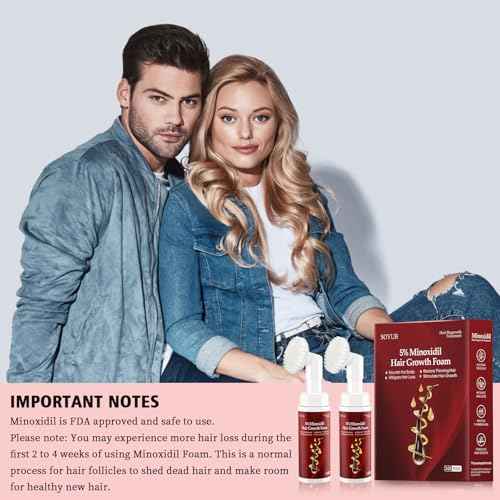 5% Minoxidil for Men and Women, Minoxidil Foam for Women Hair Growth, Topical Hair Loss Treatment, Promotes Hair Regrowth Fuller and Thicker, Unscented - 2 Pack