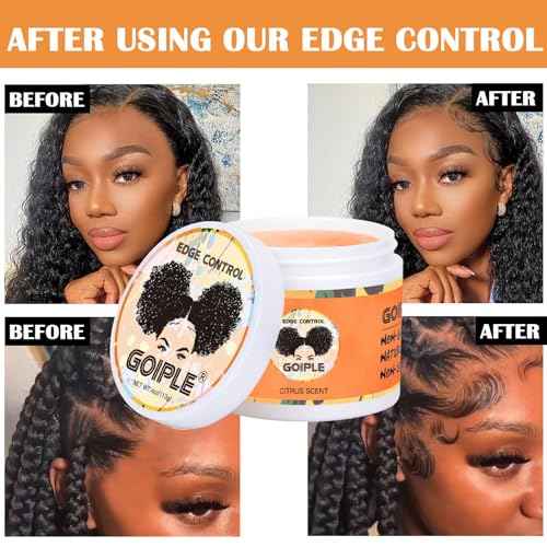 Edge Control Wax for Black Women - Strong Hold, Non-greasy Smoother for Black Hair, No Flaking or White Residue, Shine Hair Gel (Citrus Scent)