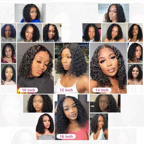 Glueless Bob Wigs Human Hair Pre Plucked Pre Cut Curly Human Hair Wigs for Black Women Deep Wave 5x5 HD Lace Closure Wigs Ready to Wear and Go Glueless Wigs 200% Density