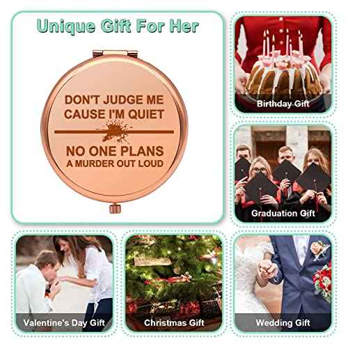 True Crime Lover Gift True Crime Gifts for Women Compact Makeup Mirror Murder Gifts for Women Funny Serial Killer Gift for Friend Folding Makeup Mirror Christmas Birthday