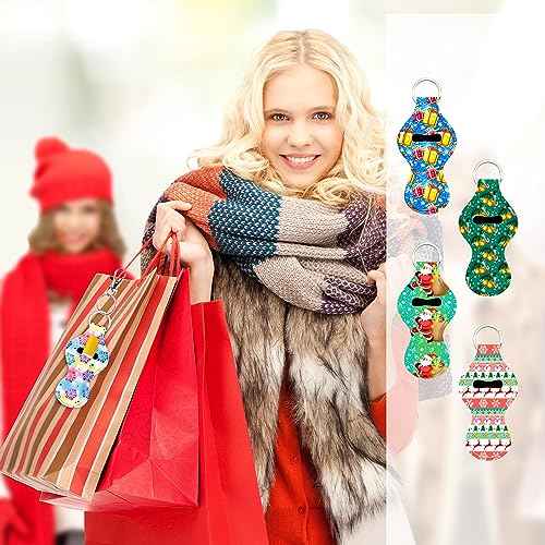 Duufin 16 Pieces Chapstick Holder Keychain with 16 Pieces Metal Clip Cords for Chapstick Tracker and Safeguard