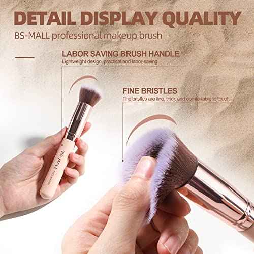 BS-MALL Makeup Brushes Premium Synthetic Foundation Powder Concealers Eye Shadows Makeup 14 Pcs Brush Set, Pink Set, with Case
