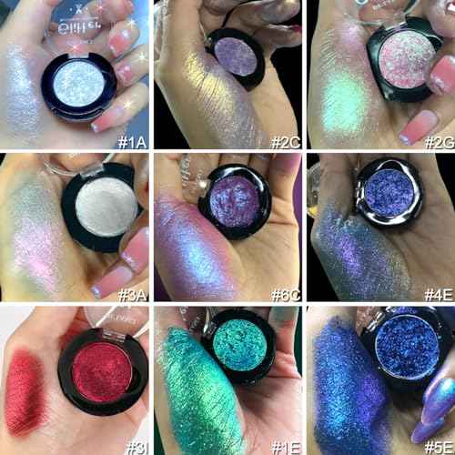 Afflano Holographic Glitter Eyeshadow - Color Change Multichrome Silver Blue Shimmer Metallic Eye Makeup, Sparkling Pigment Chameleon Duo Chrome for Blue Eyes
