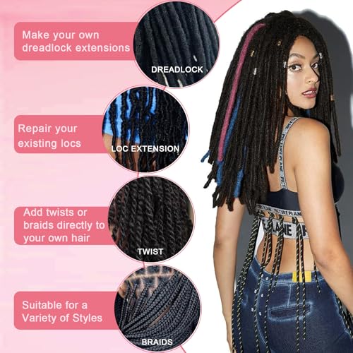 Afro Kinkys Bulk Human Hair for Dreadlocks Kinky Curly for Loc Extensions 100% Real Human Hair Afro Kinky-Curly Human Braiding Bulk Hair for Twist & Repair Locs 4 Packs 200 Gram 12 Inch Black