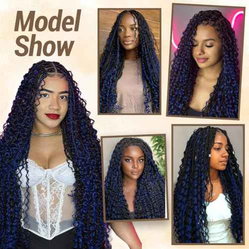 Human Braiding Hair for Boho Knotless Braids 2 Bundles 16 Inches 80g Deep Wave 10A Brazilian Virgin Human Bohemian Hair for Braiding 1bPblue