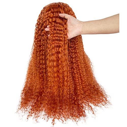 Curly Lace Front Wigs 24 Inch Ginger Deep Wave Real Human Hair Lace Frontal Wigs for Black Women Pre Plucked Hairline with Baby Hair 13x1 Middle Part Remy Hair Lace Wig with Baby Hair 150% Density