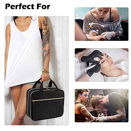 Tattoo Carrying Case-Tattoo Supplies Organizer-Tattoo Kit Case -Tattoo Supplies Carrying Bag for Tattoo Stencil Printer, Tattoo Ink, Tattoo Equipment, Tatoo Pens Black (BAG ONLY)