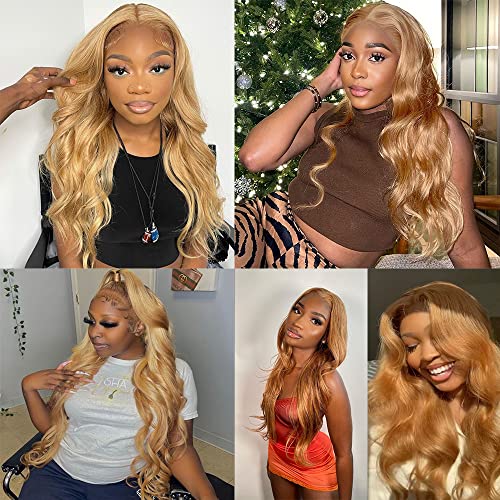 X-TRESS Honey Blonde Bundles 10A Body Wave Bundles Human Hair Braiding Hair Wavy Remy Hair Extensions Quick Weave Hair Bundles Double Wefts 1 Bundles for Braiding 22 Inch