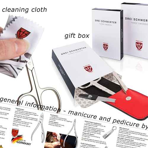 3 Swords Germany - Brand Quality 23 Piece Manicure Pedicure Grooming kit Set for Professional Finger & Toe Nail Care Tweezers File Clipper Fashion Leather case in Gift Box, Made by 3 Swords (0293)