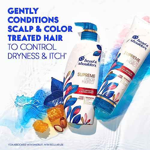 Head & Shoulders Dandruff Shampoo and Conditioner, Supreme Color Protect with Argan Oil and Manuka Honey, 11.8 Oz, 9.4 Oz