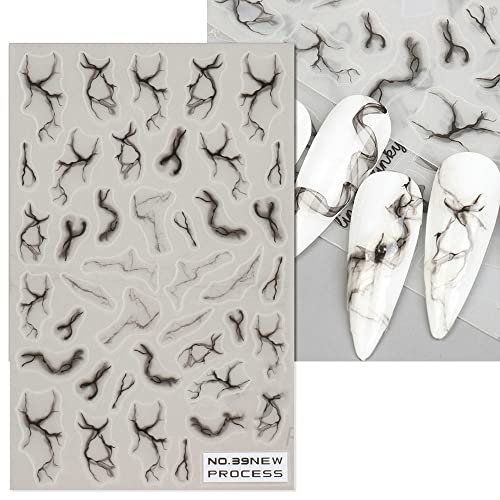 SILPECWEE 7 Sheets 5D Cloud Nail Stickers for Women, Girls & Kids - French Stripe, Star, Butterfly, Marble Nail Art Stickers - White Nail Decals - Self Adhesive Nail Designs