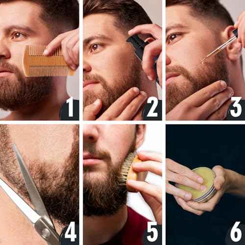 Lionmane Beard Care Christmas Gifts Kit for Men, Beard Mustache Grooming Kit-Beard Balm, Beard Wash, Beard Oil, Brush, Scissors, Birthday Anniversary Thanksgiving Gifts for Husband/Boyfriend/Dad/Him