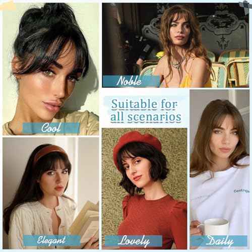 Clip in Bangs, Wispy Bangs Hair Clip,Natrual Fake Bangs Fringe with Temples Hairpieces for Women Clip on Faux Bangs Hair Extensions for Daily Wear Light Blonde Mix Bleach Blonde