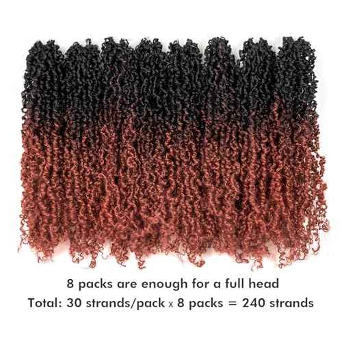 Toyotress Yanky Twist Crochet Hair - 10 Inch 8 Packs (30 Strands/Pcs) Fluffy Spring Mini Twist Short Bob Passion Twist, Ombre Ginger Pre-Looped Crochet Braids Braiding Hair (10 Inch, OT350-8P)
