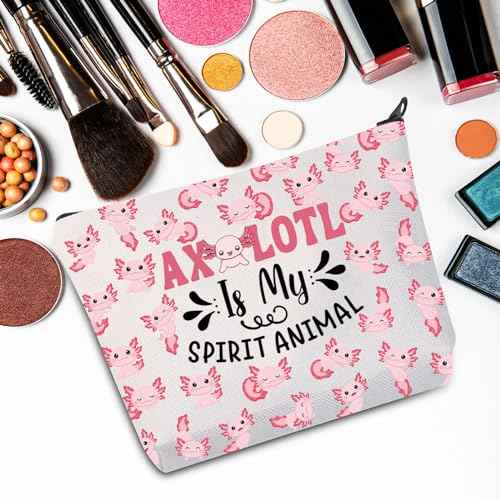 JNIAP Axolotls Cosmetic Makeup Bag Axolotl Lovers Gifts Axolotl Is My Spirit Animal Axolotl Zipper Pouch Axolotl Toiletry Bag (axolotl spirit)