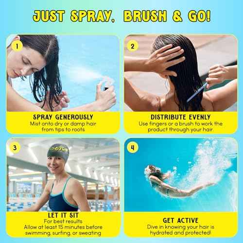 Pre Swim Hair Protection Spray - Beach Essentials - Salt Water, Heat Damage & Chlorine Hair Protection with Coconut Oil, Jojoba, Aloe Vera & Vitamin E - pH Balanced, Made in USA