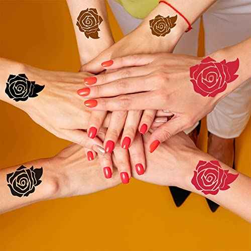 Temporary Tattoos Kit, Yomagine Semi Permanent Tattoo Ink, DIY Fake Freckles Temporary Tattoos for Women Men Kids, Summer Trend Freehand Ink with 78 Pcs Tattoo Stencils, Jagua Gel - Full Kit 5 Bottles