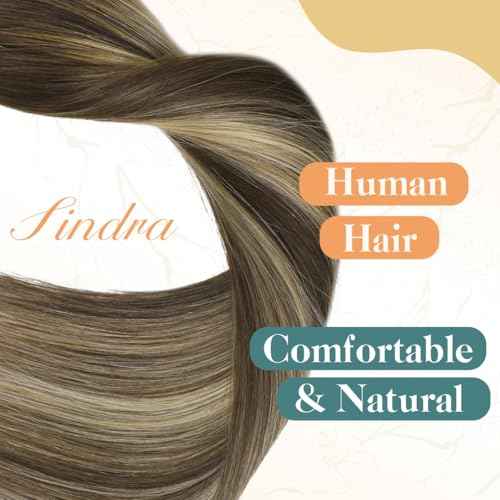 Sindra Wire Hair Extensions Real Human Hair 14Inch 70g Balayage Medium Brown Mix Caramel Blonde Fishing Line Extensions With Adjustable Clips Wire14#4/27/4