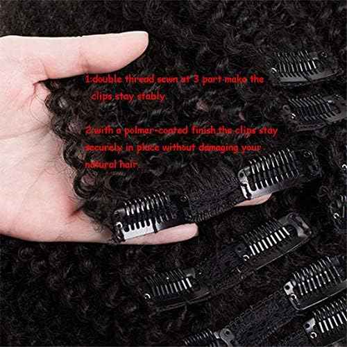 Hair Mongolian Afro Kinky Curly Clip In Hair Extensions Afro Kinky-curly Human Hair Clip Ins 4C Mongolian Virgin Remy Human Hair (18inch, natural black)