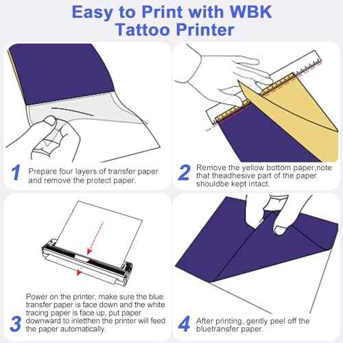 wbk Tattoo Stencil Printer,for Tattoo Beginners&Artists,Portable-Wireless-Bluetooth-Thermal-Inkless Tattoo Printer Machine with 3pcs Tattoo Transfer Paper,Compatible with Phone/Pc