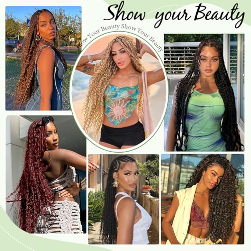 Human Braiding Hair for Boho Braids 120g 12A Deep Water Wave Bulk Human Hair Knotless Boho Braiding Curly 100% Virgin No Weft Extensions Bohemian Braids 3 Bundles/Pack Copper 24 Inch