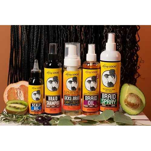 AllDay Locks Braid Foam (8 oz) | Long Lasting Mousse for Style & Shine | No Frizz or Fraying | Tea Tree, Lavender, Peppermint Oil | Moisturize & Seal Braids, Locks, Twists, Cornrows | 8 oz