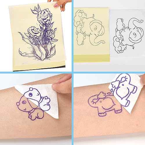 Tattoo Fake Skin Tattoo Skin Practice Kit 10Pcs Tattoo Fake Skins 20Pcs Tattoo Transfer Paper for Beginners and Artists Tattoo Supplies (3L+3M+4S Skin+20 Paper)