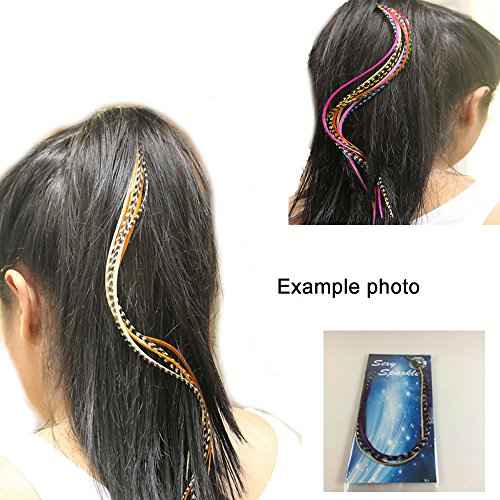5 Red,black,white & Grizzly Remix 8"-11" Feathers Bonded Together At the Tip to Make One Extension