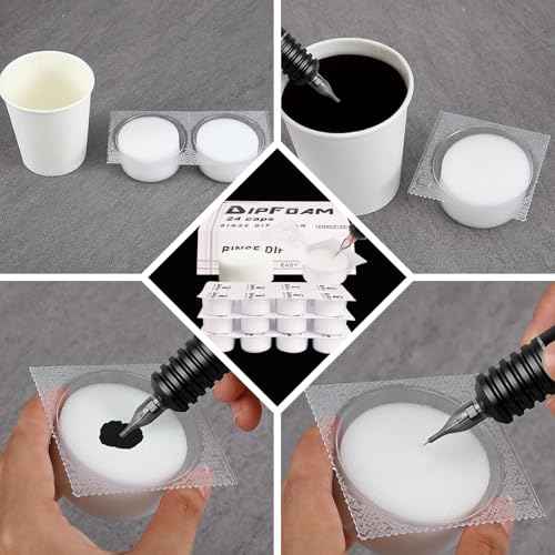 Tattoo Dip Foam Dip Caps - Ruicoo 24Pcs Tattoo Dip Foam Caps Disposable Tip Rinse Caps CupsTattoo Cleaning Supplies
