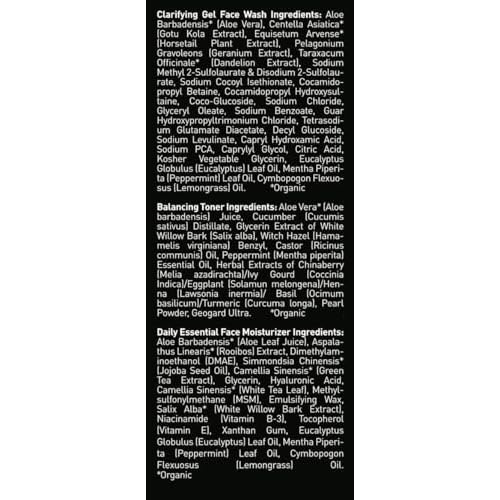 Brickell Men's Daily Face Cleanse Routine for Oily Skin, Alcohol Free Toner, Gel Facial Wash and Moisturizer, Natural and Organic, Scented