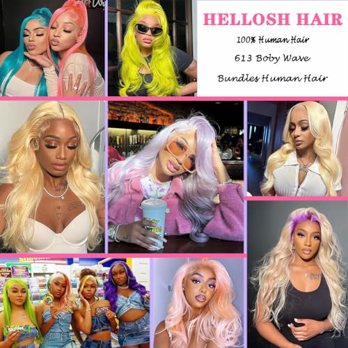 613 Bundles Blonde Bundles Human Hair 24 Inch 613 Body Wave bundles 100% Unprocessed 12A Grade Brazilian Virgin Hair Bundles 1 Bundle Human Hair 613 Blonde Bundle