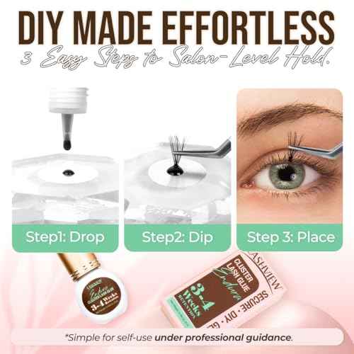 LASHVIEW Lash Cluster Glue Strong Hold, 3-4 Weeks Long-Lasting, Waterproof & Low Irritation, 2-3 Sec Drying Time, for Beginners & Professional Use(5ml)