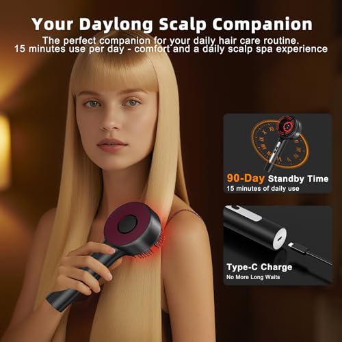 Hair Growth Comb, 3 in 1 Hair Growth Brush Electric Scalp Massager Oil Applicator High Frequency Comb, IPX7 Waterproof Portable Head Massager for Home & Travel